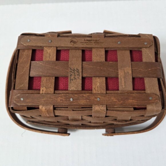 Longaberger Small Loaf Basket Swing Handles Paprika Liner Protector Set - Picture 7 of 7